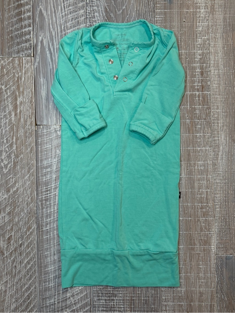 Infant Bamboo Mint Green Nightgown - Soft Long Sleeve Open Bottom